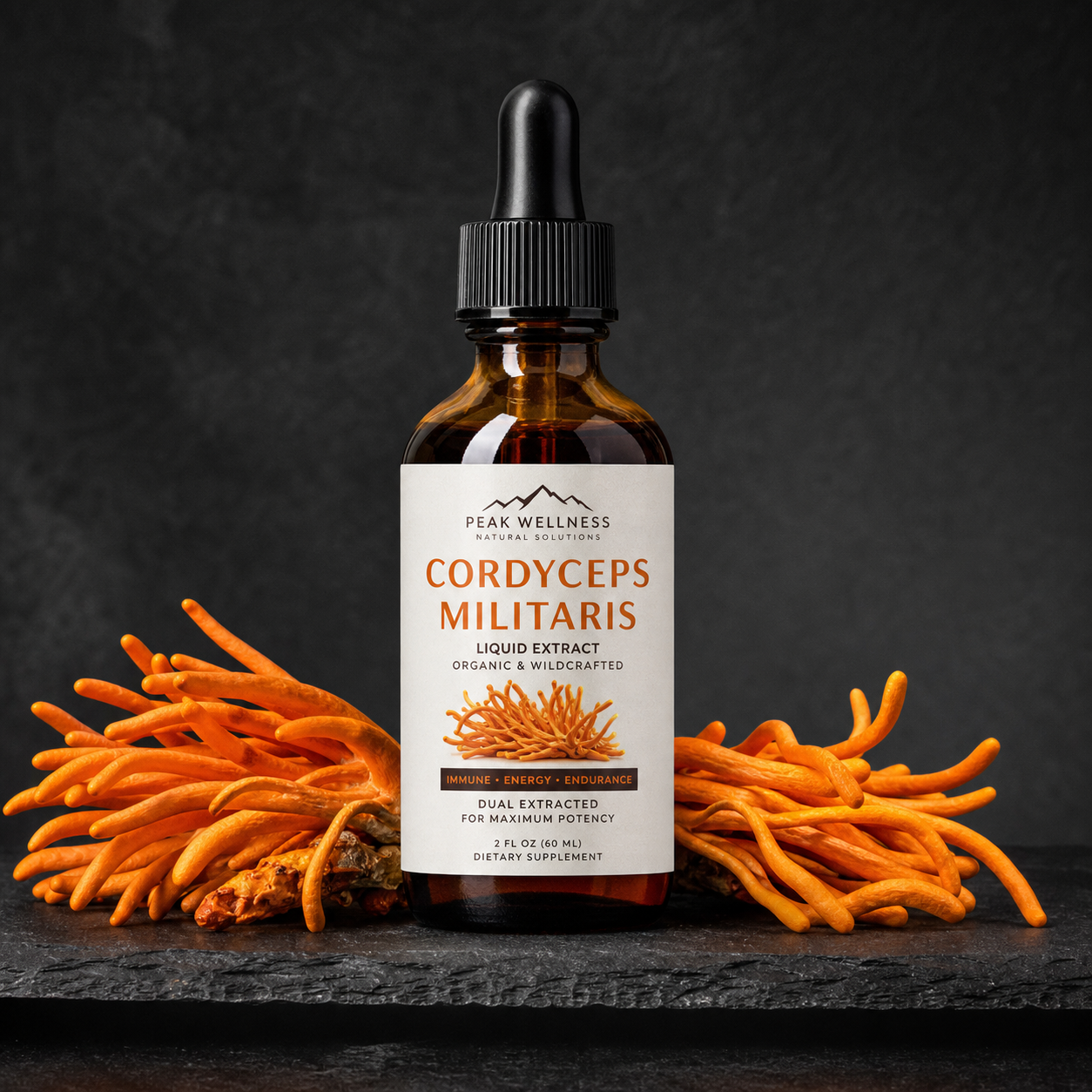 Gotero de extracto líquido de cordyceps